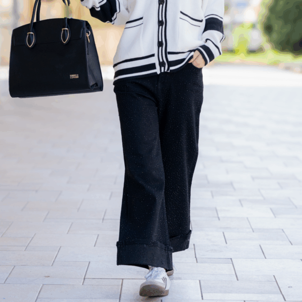 ETENSIVE – Pantalone Wide-Leg Nero “Starlight”